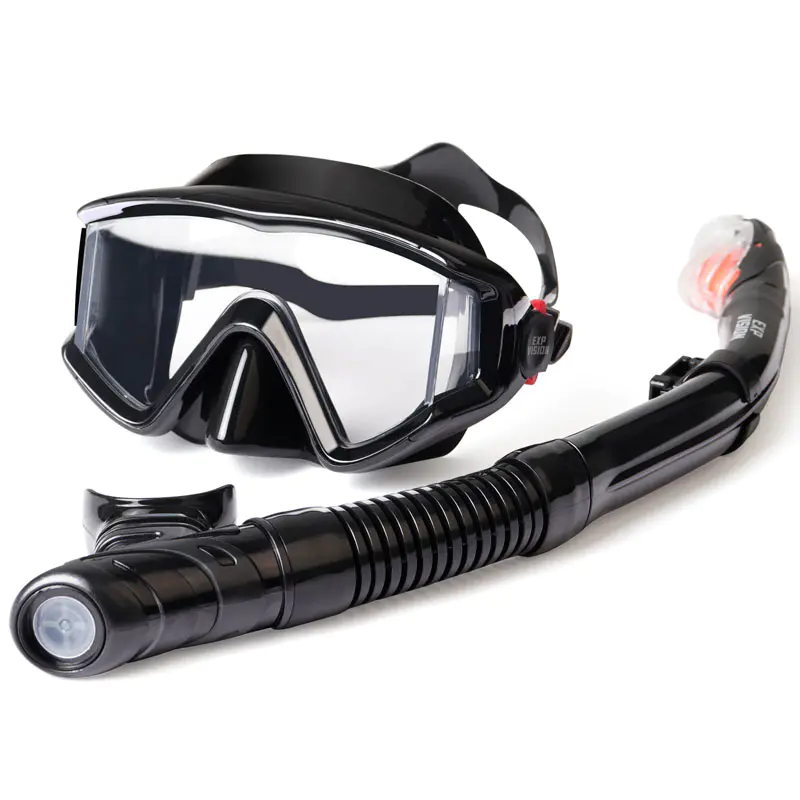 Set Snorkeling Asciutto Per Adulti – Maschera Anti-Appannamento A Visione Panoramica E Boccaglio A Secco Con Valvola Di Spurgo, Con Borsa A Rete